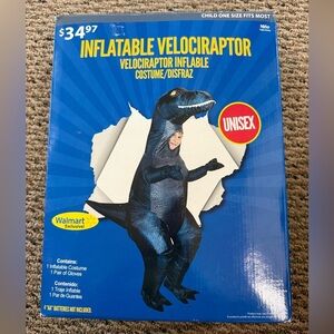 Inflatable Velociraptor Costume - Blue Child one size fits most. Up to 5’1” NWT